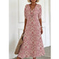 Women's V-Neck Printed Half-Sleeve Maxi Dress