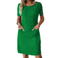 ⌛Limited-time offer-Women's Round Neck Textured Knee-Length Dress