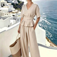 Women's Wrap Waist Top & Wide-Leg Pants Set