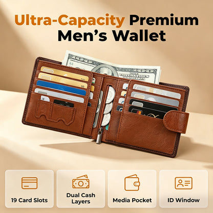 🛡️ MEN'S VINTAGE RFID BLOCKING WALLET — Genuine Leather | Slim 10-Card Design | Protects Against Contactless Fraud | Ideal Father's Day Gift 🎁