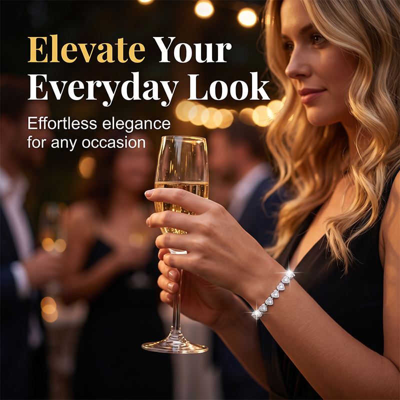 💥Limited BOGO💥✨Shiny Heart Link Bracelet Set – Elevate Day & Night Looks with Ease