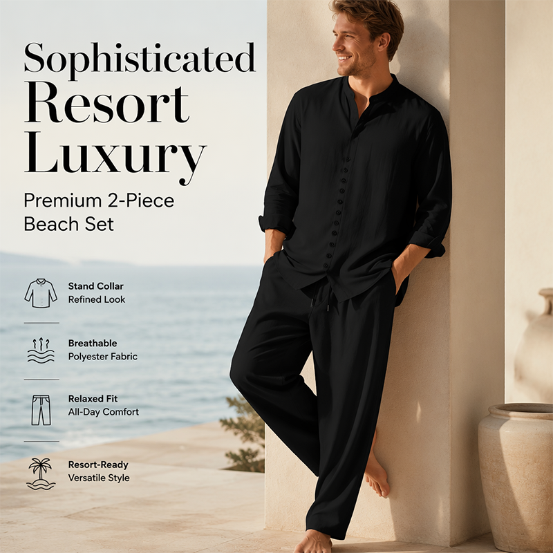 ⏳ LIMITED TIME 50% OFF! 🔥 Men's Minimalist Casual Shirt and Pants Set – Breathable Blend & Stylish Button Detail ☀️