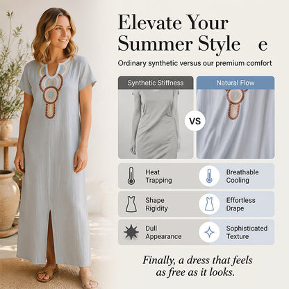 💗LAST DAY SALE 60% OFF⚡50K+ SOLD💕Women's Embroidered Maxi Dress with Front Slit