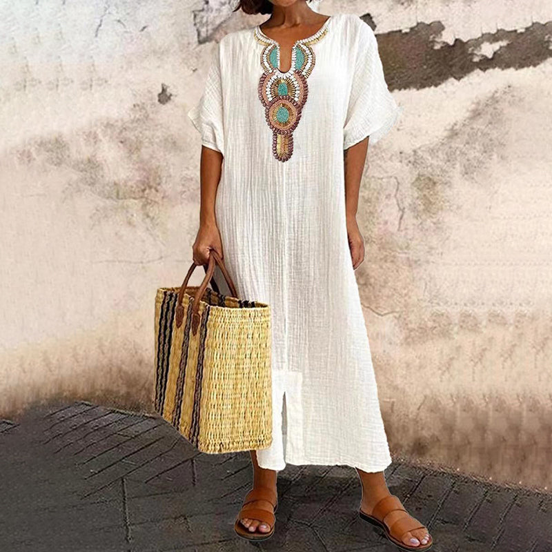 💗LAST DAY SALE 60% OFF⚡50K+ SOLD💕Women's Embroidered Maxi Dress with Front Slit