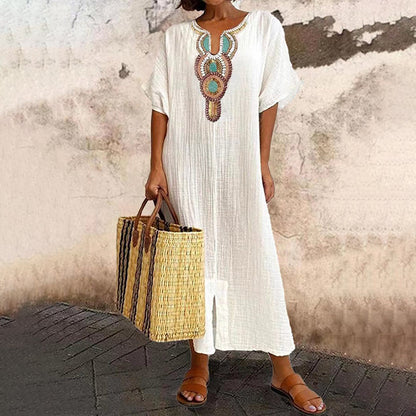 💗LAST DAY SALE 60% OFF⚡50K+ SOLD💕Women's Embroidered Maxi Dress with Front Slit
