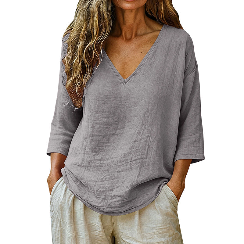 🌺Summer Hot Sale 60% OFF💐Women's Casual V-Neck Three Quarter Sleeve Blouse