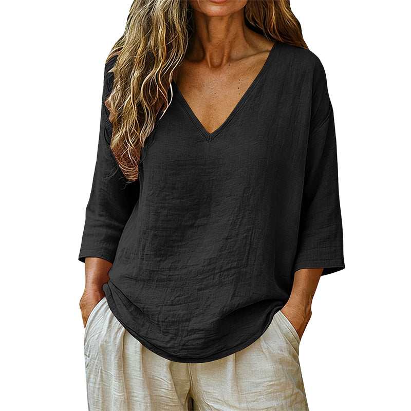🌺Summer Hot Sale 60% OFF💐Women's Casual V-Neck Three Quarter Sleeve Blouse