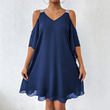 Women's Flowy Cold-Shoulder V-Neck Dress