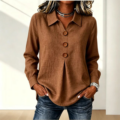 Best Seller🔥 👚 Elegant button-down blouse with a wing collar—timeless and stylish for the office and everyday wear
