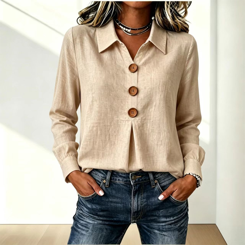Best Seller🔥 👚 Elegant button-down blouse with a wing collar—timeless and stylish for the office and everyday wear