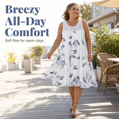 Women's Sleeveless Round Neck Printed Dress