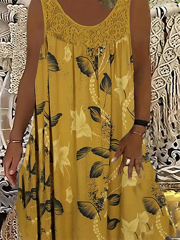 Women's Sleeveless Round Neck Printed Dress