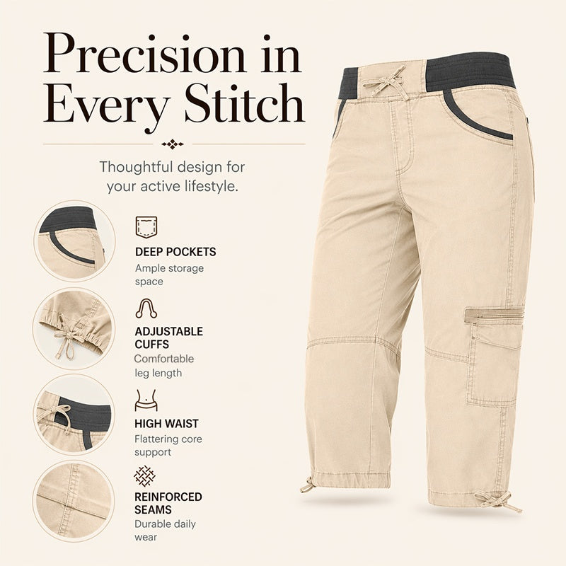 🛠️🌬️Women's High-Waist Cargo Capri Pants