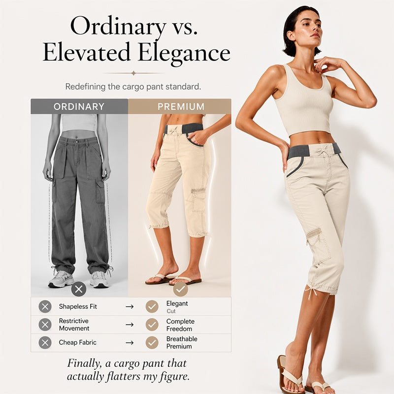 🛠️🌬️Women's High-Waist Cargo Capri Pants