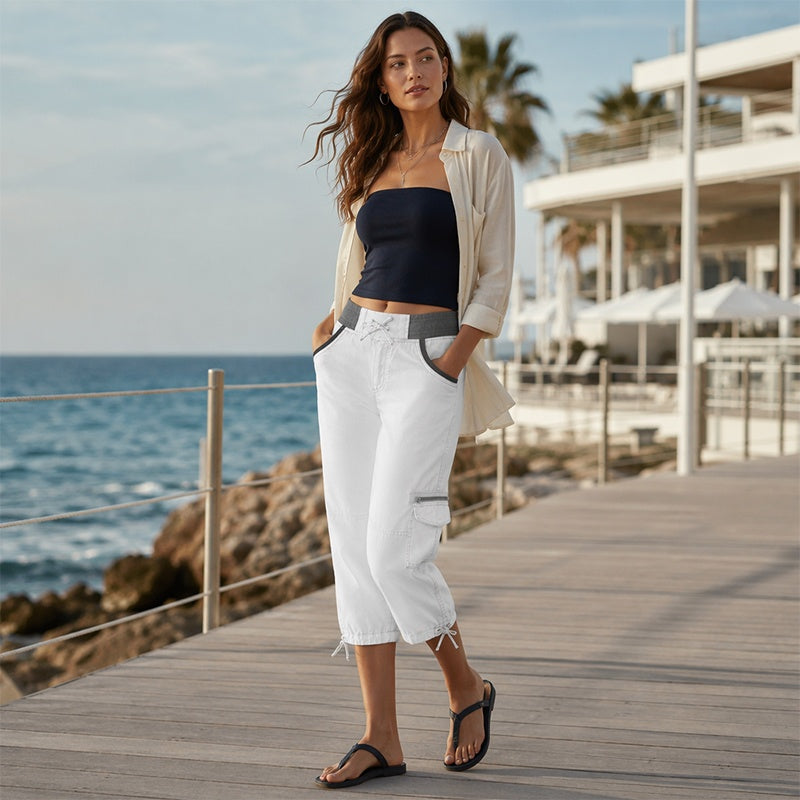 🛠️🌬️Women's High-Waist Cargo Capri Pants