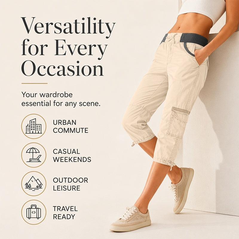 🛠️🌬️Women's High-Waist Cargo Capri Pants
