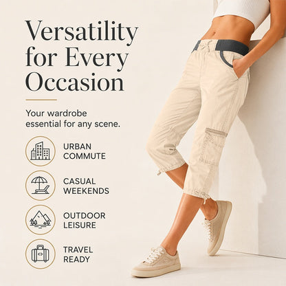 🛠️🌬️Women's High-Waist Cargo Capri Pants