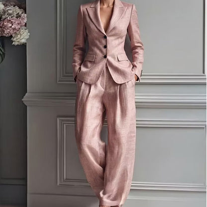 🍂🧥Seasonal Style - Casual 2-Piece Blazer & Trousers – Breezy Comfort & Clean Silhouette for Autumn