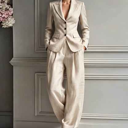 🍂🧥Seasonal Style - Casual 2-Piece Blazer & Trousers – Breezy Comfort & Clean Silhouette for Autumn