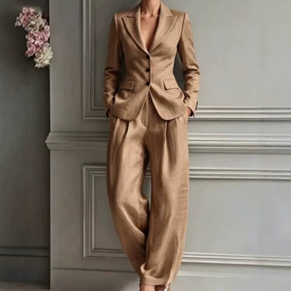 🍂🧥Seasonal Style - Casual 2-Piece Blazer & Trousers – Breezy Comfort & Clean Silhouette for Autumn