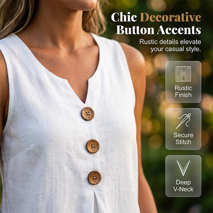 🔥 50% OFF⏰Women's V-Neck Sleeveless Cotton Linen Vest✨