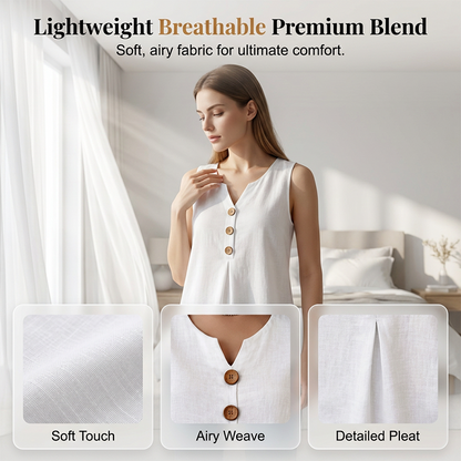 🔥 50% OFF⏰Women's V-Neck Sleeveless Cotton Linen Vest✨