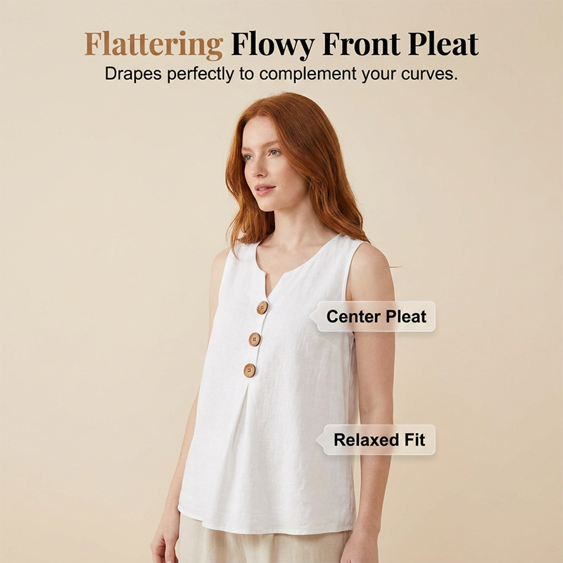 🔥 50% OFF⏰Women's V-Neck Sleeveless Cotton Linen Vest✨