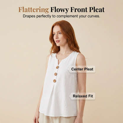 🔥 50% OFF⏰Women's V-Neck Sleeveless Cotton Linen Vest✨