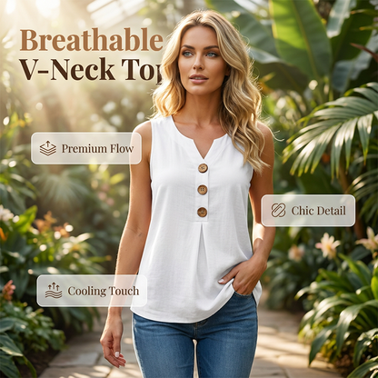 🔥 50% OFF⏰Women's V-Neck Sleeveless Cotton Linen Vest✨