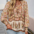 Women's Fashion Printed v-Neck Long Sleeve Shirt