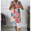 Women's Loose Floral Print Tunic Dress with Pockets