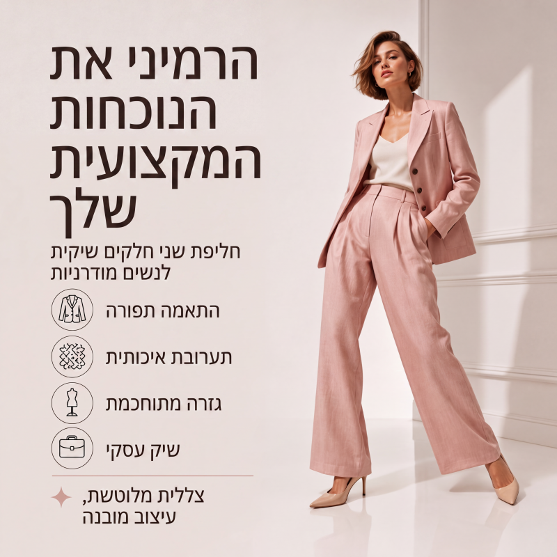 חליפת שני חלקים מעיל בלייזר קז'ואל ומכנסיים לנשים