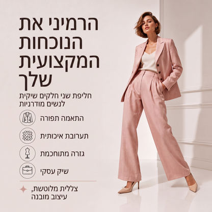 חליפת שני חלקים מעיל בלייזר קז'ואל ומכנסיים לנשים