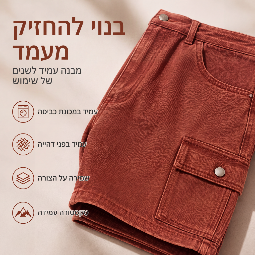 מכנסי דנים קרגו קצרים לנשים בגזרה רופפת