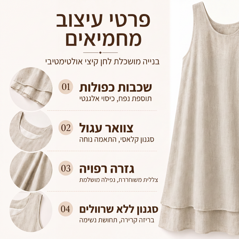 שמלת נשים ללא שרוולים בשכבה כפולה