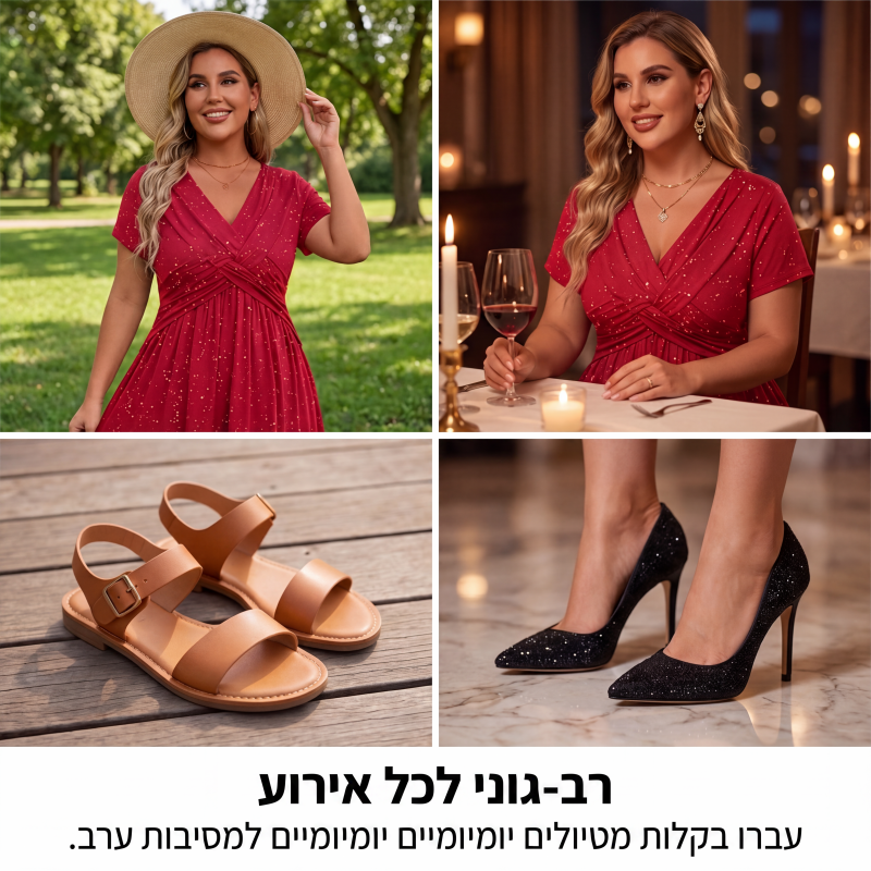 שמלת נשים אלגנטית עם צוואר V ופיתול בחזית