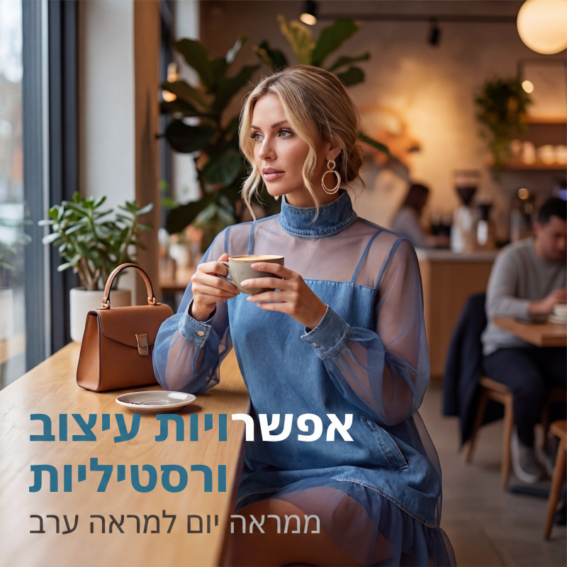 חצאית ג'ינס עם שרוולי פנס וצווארון מדומה
