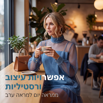 חצאית ג'ינס עם שרוולי פנס וצווארון מדומה