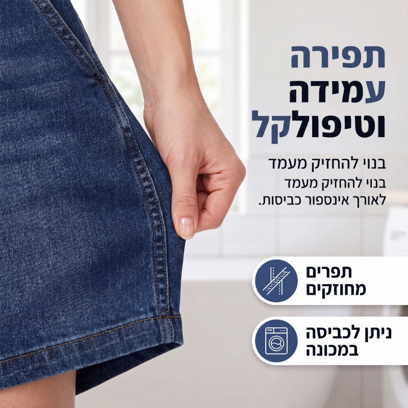 סרבל ג'ינס קצר שרוול קז'ואל לנשים