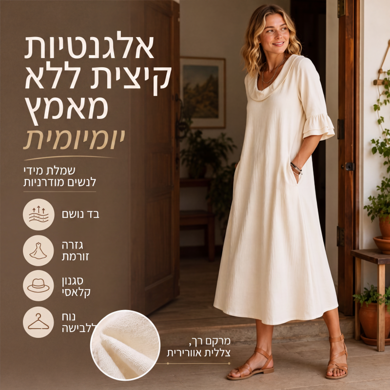 שמלת קיץ קז'ואל לנשים עם צווארון עגול