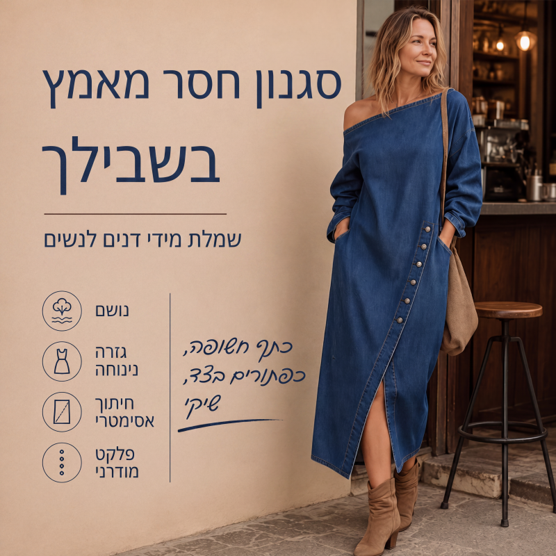 שמלת ג'ינס לנשים עם כתפיים חשופות