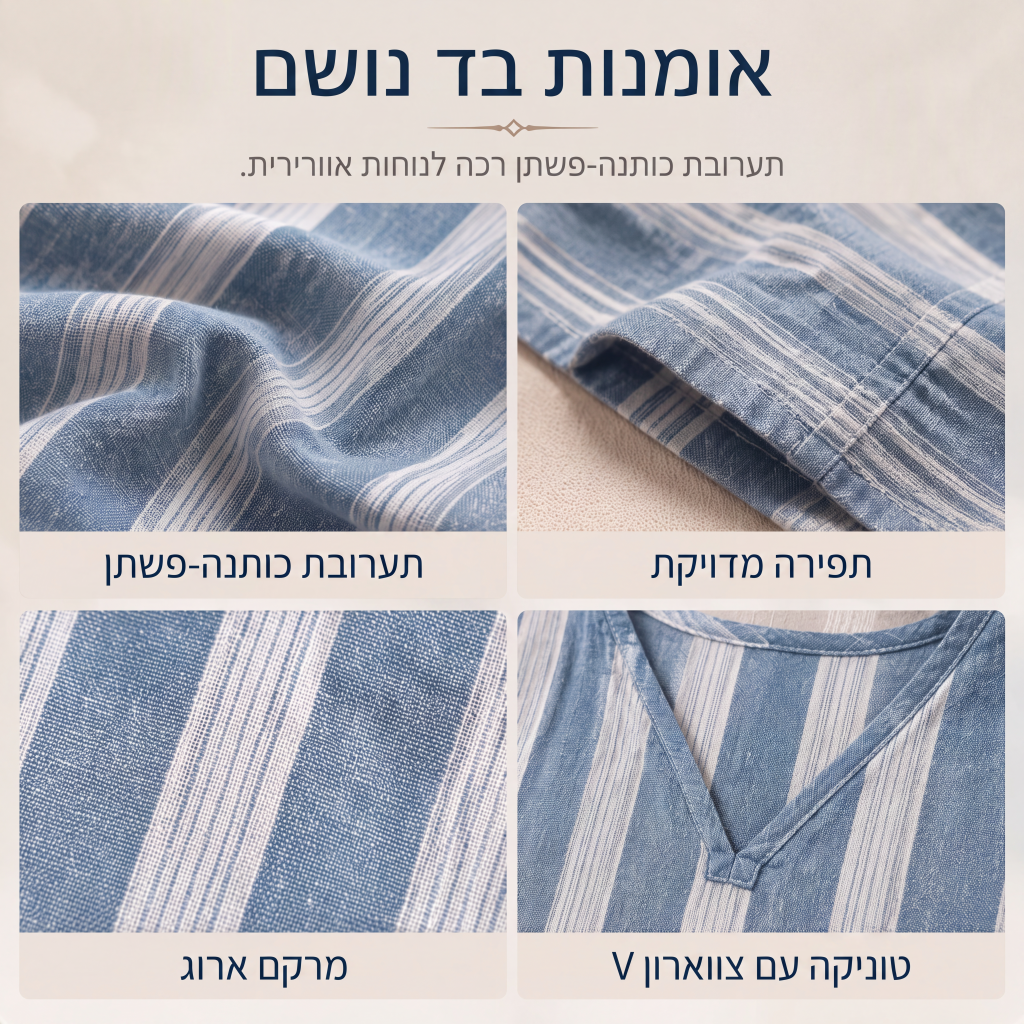 סט קז'ואל נשי רופף בעיצוב קו V ומפוספס, מורכב משני חלקים