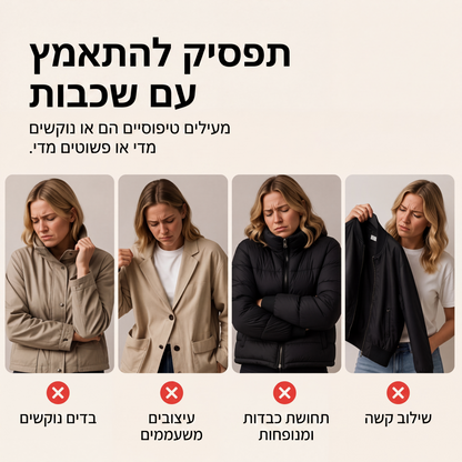 מעיל נשים אלגנטי מסריג מצולע עם חיבורי דנים