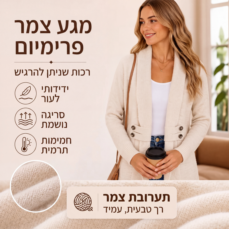 קרדיגן סריג דו-חזה קז'ואל לנשים
