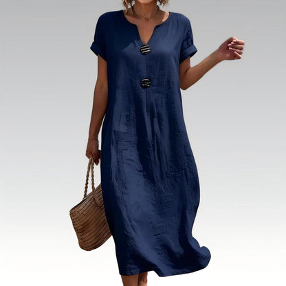 שמלת קיץ קז'ואל לנשים עם צווארון V