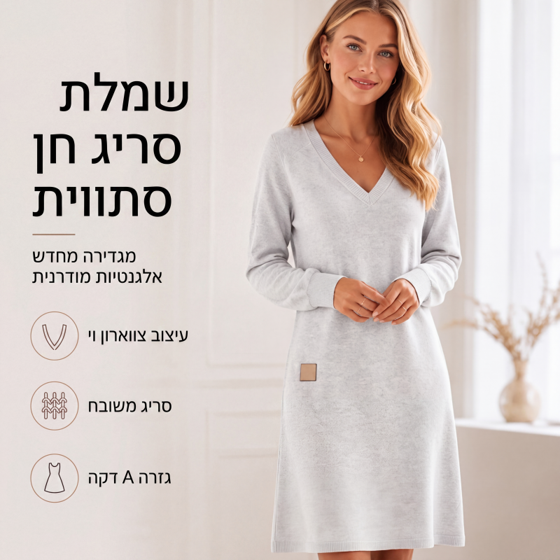 שמלת מידי עם צווארון V מחמיאה