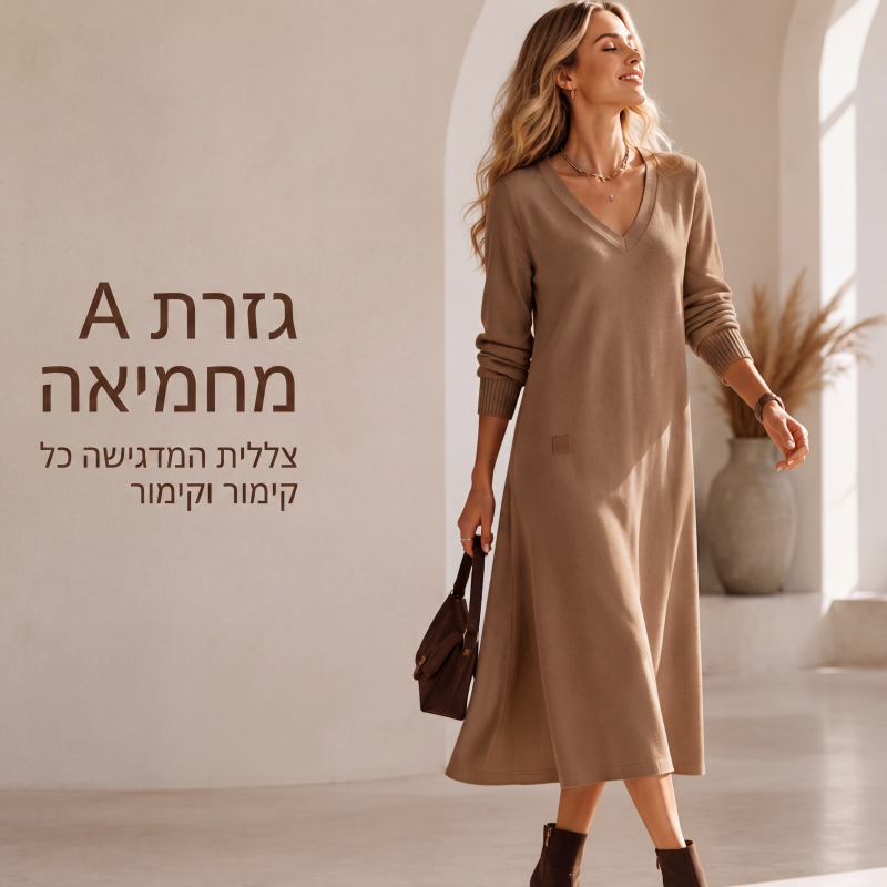 שמלת מידי עם צווארון V מחמיאה