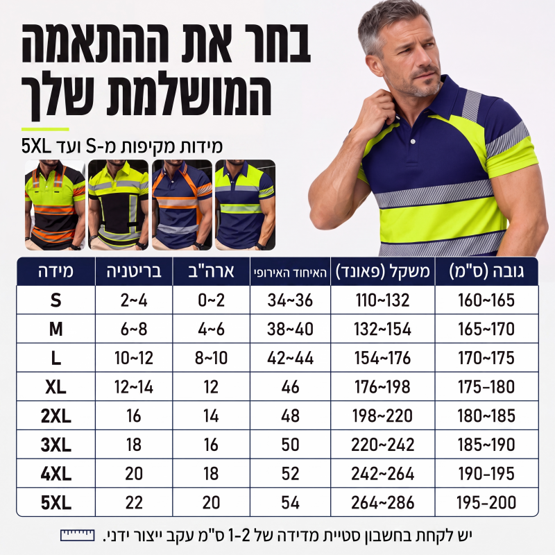חולצת עגול לגברים בעל נראות גבוהה