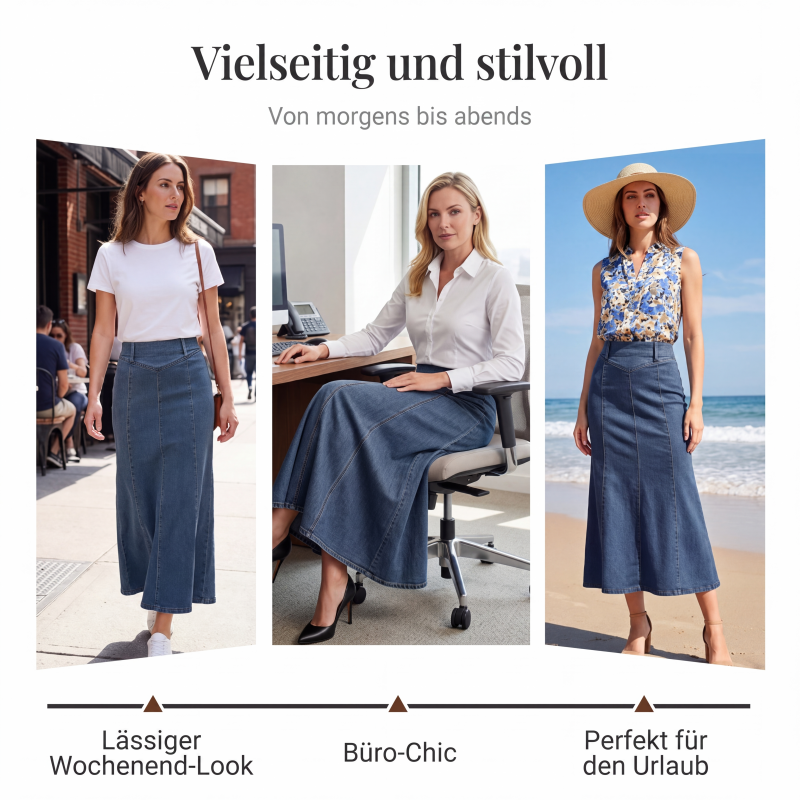 🎁Neuheiten 2026 mit 50 % RABATT👗Damen-Maxirock aus Denim – Hoher Bund & A-Linien-Schnitt