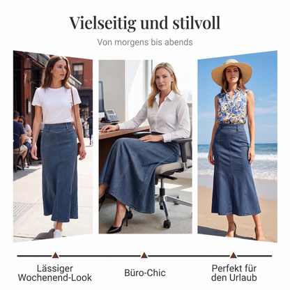 🎁Neuheiten 2026 mit 50 % RABATT👗Damen-Maxirock aus Denim – Hoher Bund & A-Linien-Schnitt